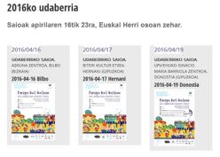 2016ko udaberriko emanaldiak = Actuaciones de primavera de 2016